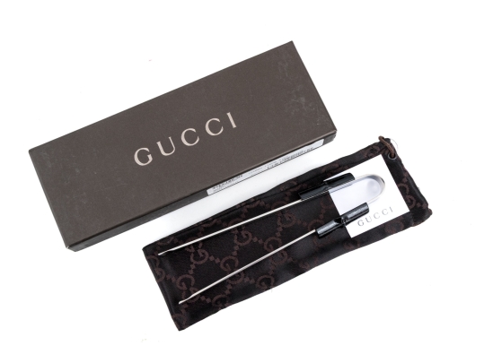 Gucci Contemporary Steel Ice Tongs, Bamboo Motif, With Box
