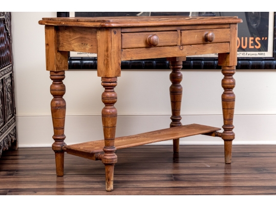 Pine Two Drawer Console Cabinet