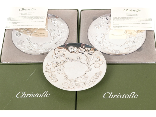 Group Of Three Christofle Silver Museum Reproduction Trefles Bowls 