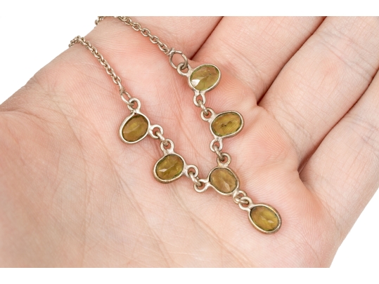 Sterling Silver Striking Bezel Set Peridot Necklace