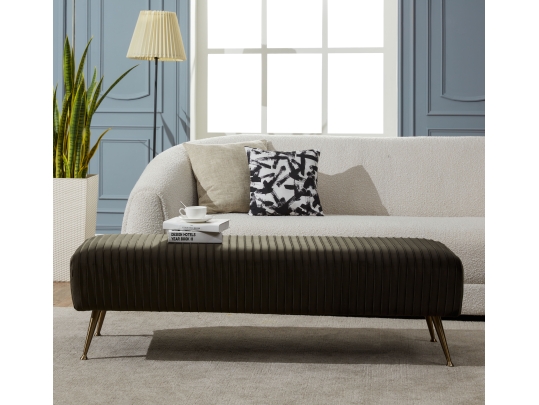 Salome Velvet Bench With Antique Brass Legs