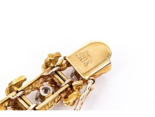 18k Yellow Gold Stunning Vintage Diamond Set Rope Motif Bracelet, App. 2.38 TCW