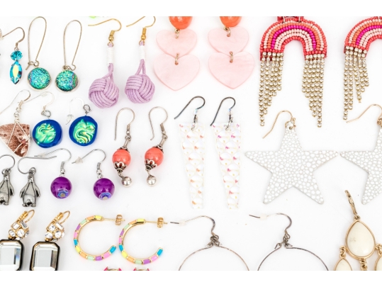 Extensive Collection Of Hoop, Stud, And Drop Pendant Style Costume Jewelry Earrings