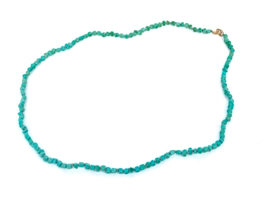 Lovely Narrow Strand Of Tumbled Turquoise Beads, With 14k And 18k Findings