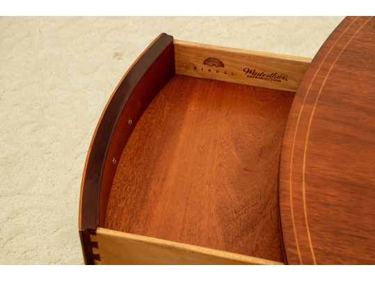 Pair Kindel Winterthur Collection Mahogany Inlaid Pembroke Tables