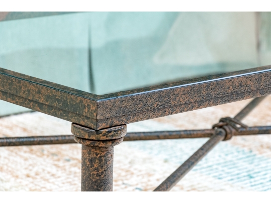 Giacometti Style Industrial Chic Glass Top Cocktail Table