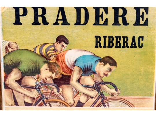 Large 1910 Pneu Hutchinson Cycles Pradere Riberac Poster
