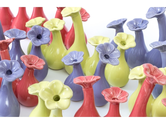 Collection Of Twelve Ceramic Floral Form Bud Vases