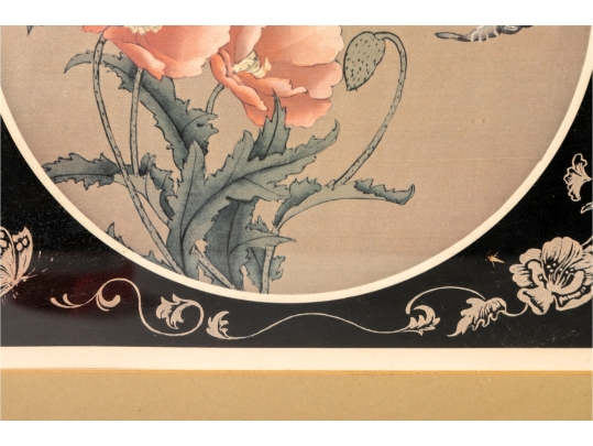 Pair Of Framed Chinese Floral/Butterfly Prints