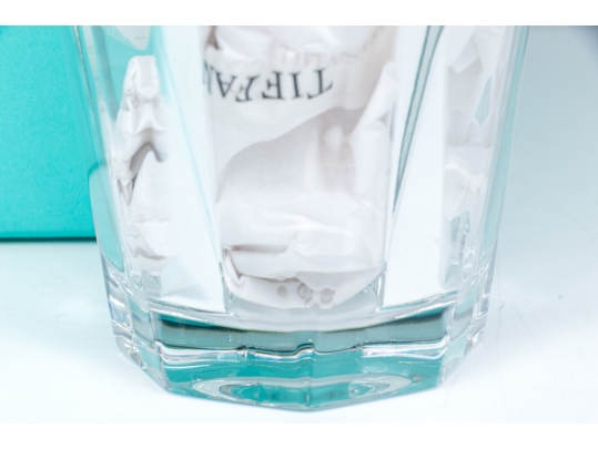 Tiffany & Co. Franck Lloyd Wright Crystal Octagonal Crystal Vase Boxed