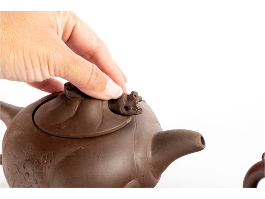 Collection Of Five Traditional Chinese Yixing Zisha Clay Teapots