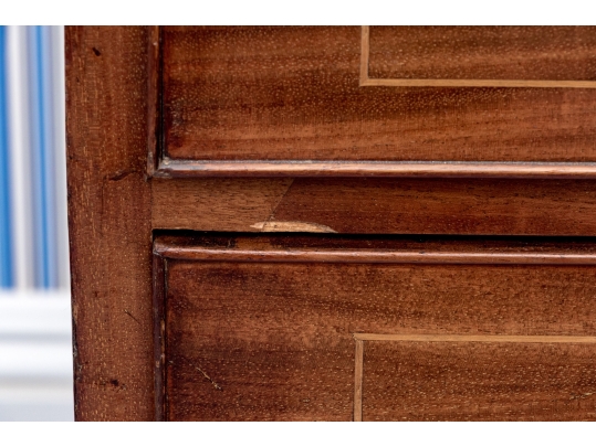 Antique Federal Mahogany Inlaid Linen Press
