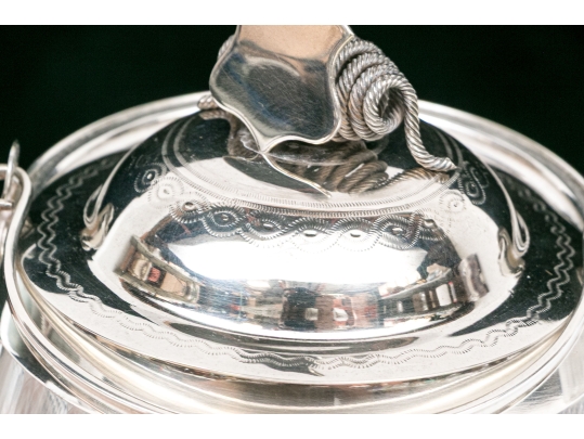 Antique Cut Glass And Silverplate Biscuit Jar