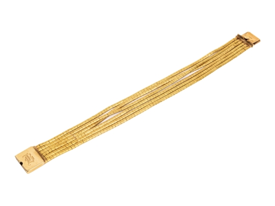 14k Yellow Gold Fun Vintage Flexible Multi Strand Omega Style Bracelet