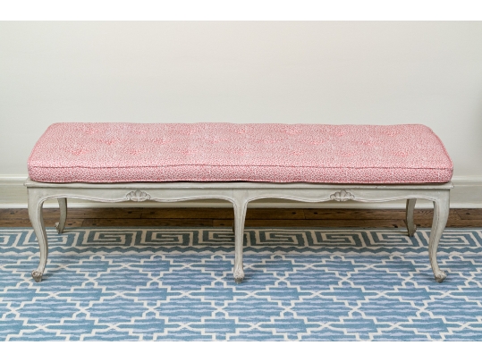 Elegantly Carved Upholstered Window Or Bed End Bench