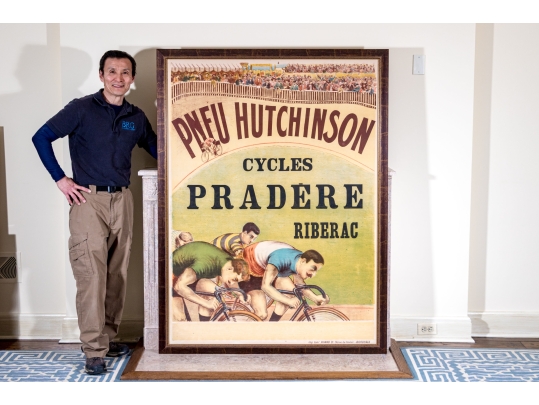 Large 1910 Pneu Hutchinson Cycles Pradere Riberac Poster