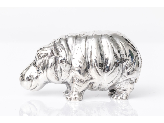 Buccellati Sterling Silver Miniature Charming Standing Hippo, Retail $670