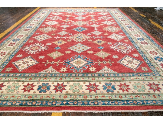 HAND KNOTTED ROOM SIZE PAKISTAN KAZAK WOOL CARPET - Apx. 9 X 12, NEW