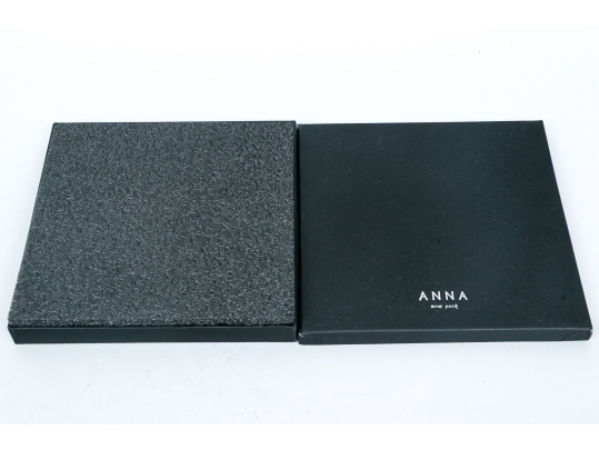 Boxed Set Of Four Anna New York Eggplant Agate And Metal Coasters