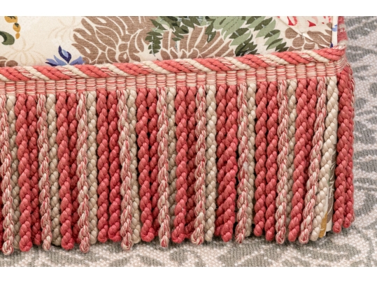 Custom Upholstered Club Chair With Bullion Fringe