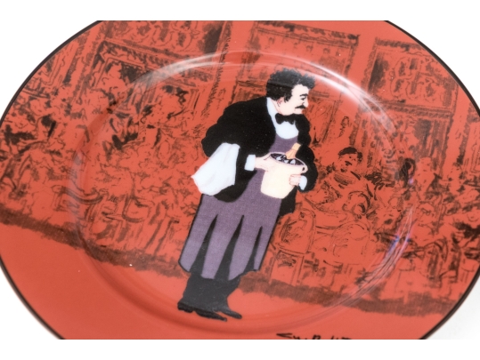 Set Of Six Williams Sonoma Waiter Motif Plates