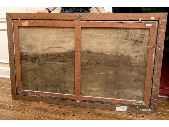 Large Antique Oil On Canvas, 
