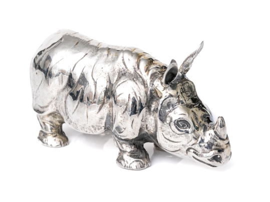 Buccellati Sterling Silver Miniature Captivating Standing Rhino, Retail $630