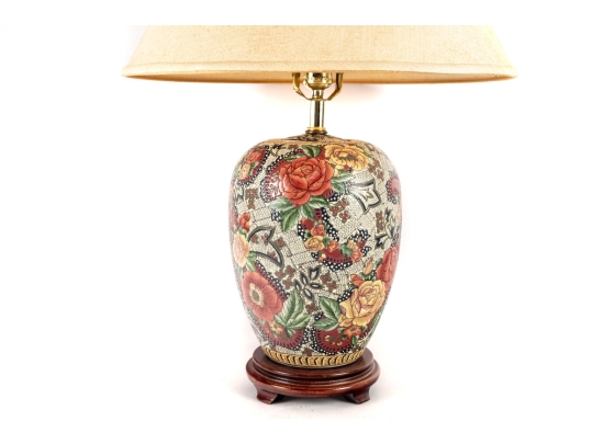 Colorful Floral Porcelain Table Lamp With Shade