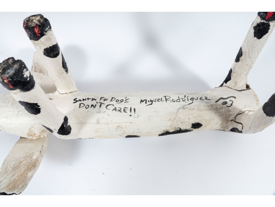Miguel Rodriguez Carved And Painted Wooden Dog, “Santa Fe Dog's Don't Care”, 1993