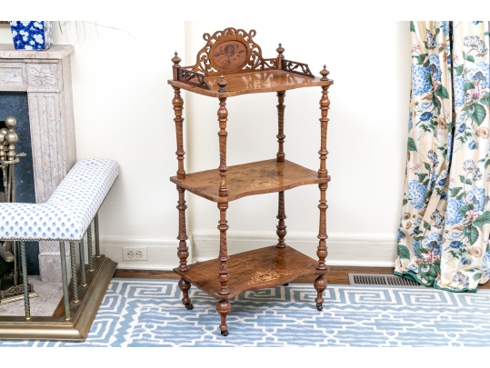 Tiered Stand With Marquetry And Pierced Back Gallery
