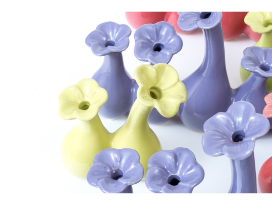 Collection Of Twelve Ceramic Floral Form Bud Vases