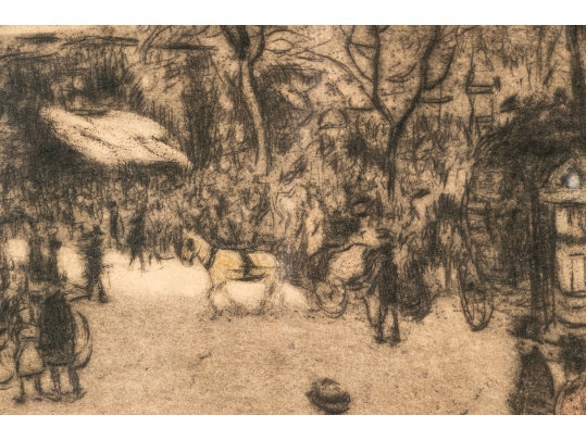 Jean Francois Raffaelli (France, 1850-1924) Etching, Paris Street Scene