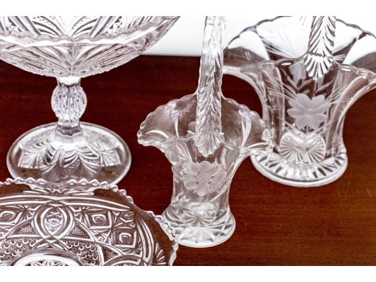 Collection Of Six Pressed Glass Table Pieces