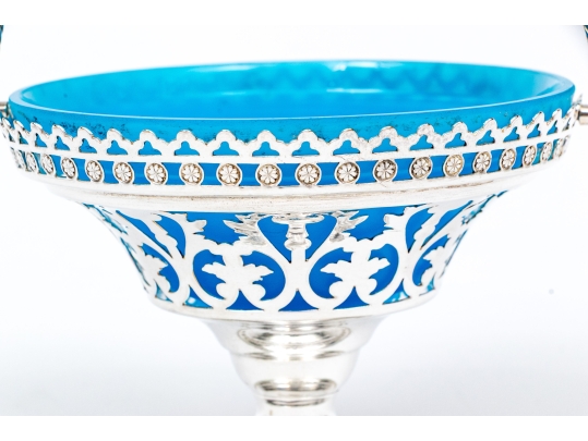 Silverplate And Opaline Glass Basket