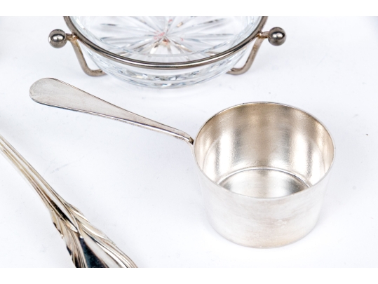 Silver Plate, Crystal And Cobalt Glass Serving Wares