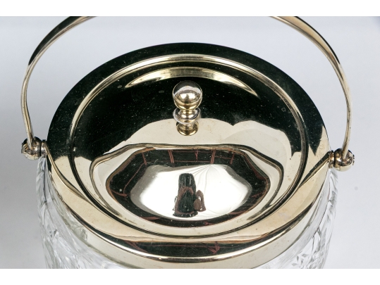 Three Antique Cut Glass And Silverplate Biscuit Jars 