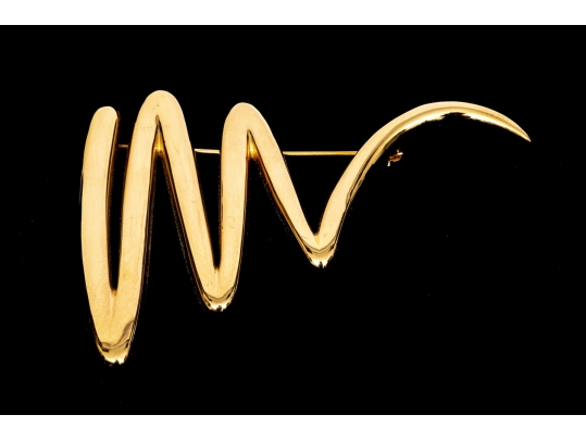 Tiffany & Co. 18k Yellow Gold Paloma Picasso Iconic Jumbo Graffiti Squiggle Brooch, With Box