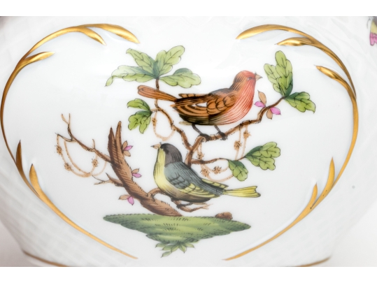 Herend Hungary Hand-Painted Porcelain Cachepot, Rothschild Bird (RO) Pattern