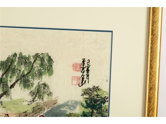 Framed Korean Folk Painting On Mulberry Paper