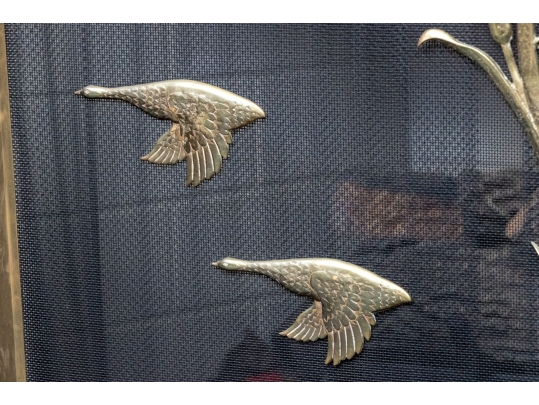 Fabulous Brass Framed Three Panel Fire Spark Screen