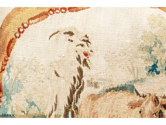 Antique French Aubusson Accent Pillow