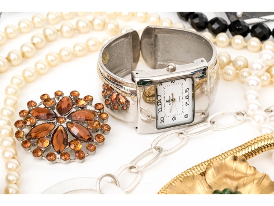 Collection Of Assorted Fashion And Costume Jewelry Pieces, Including Lee Angel And Monet
