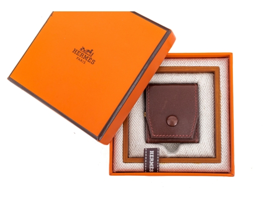 Hermes Diminutive Travel Alarm In Leather Case, Boxed