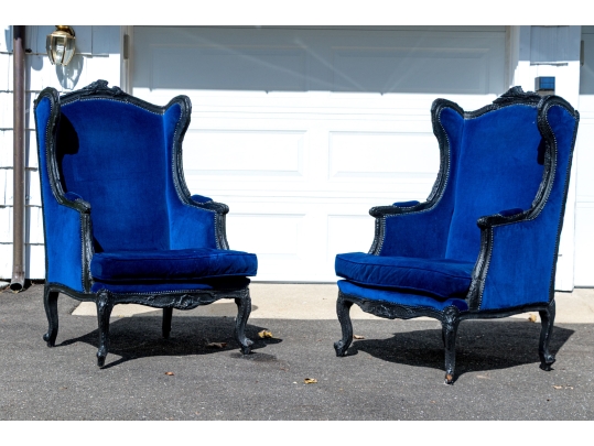 Pair Of Custom Upholstered Wing Chairs