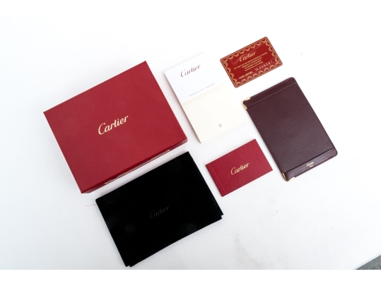 Cartier Burgundy Leather Notepad Holder, Must De Cartier, With Box