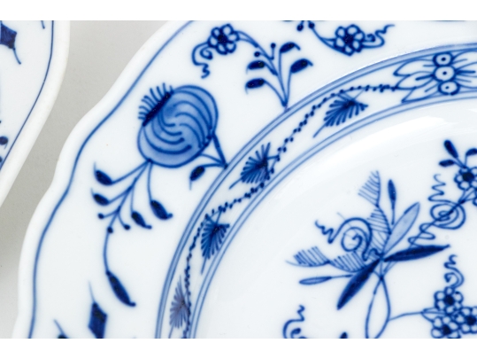 Set Of Three German, Meissen Blue And White Plates