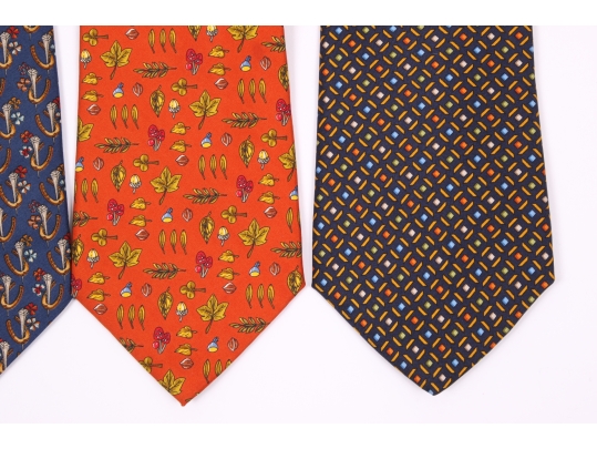 Four Beautiful Salvatore Ferragmo Mens Silk Neck Ties, Made In Italy (Orange)