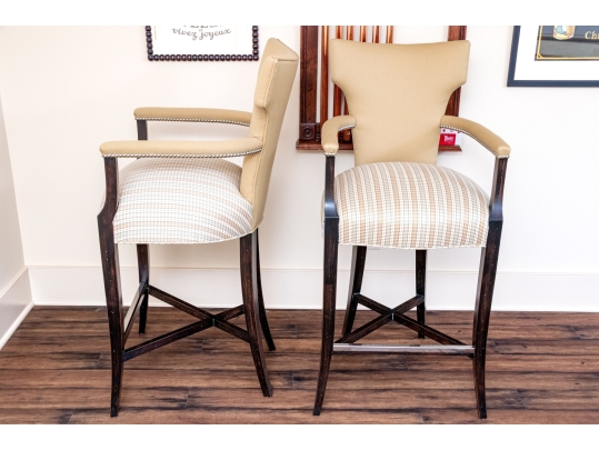 Pair Of Custom Upholstered Barstools