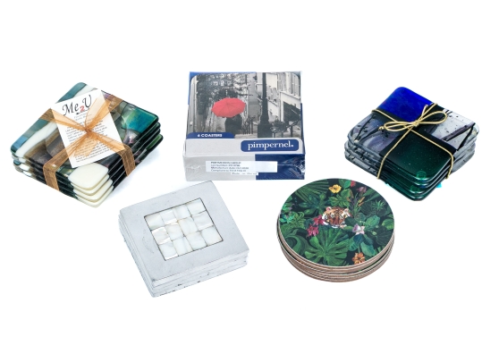 Five Sets Of Coasters With Art Glass
