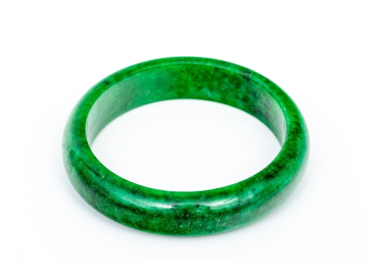 Green Jadeite Jade Small Diameter Slip On Bangle Bracelet, See Conditions